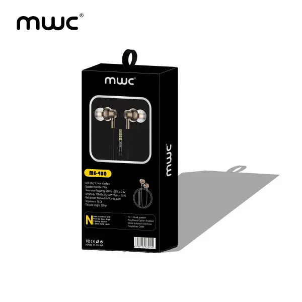MWC ME-400 | In-ear Wired Earphone | 10mm Dynamic Speaker with Extra Bass | Volume keys with microphone | Stereo Surround Sound |1.2m TPE Cable | 3.5mm Audio Pin | Deep & Clean Bass | 6 month Warranty - Image 2