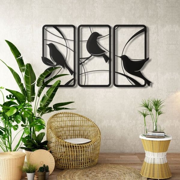 3pc Birds Of Paradise Wooden Canvas Modern Wall Art Decor - Image 2