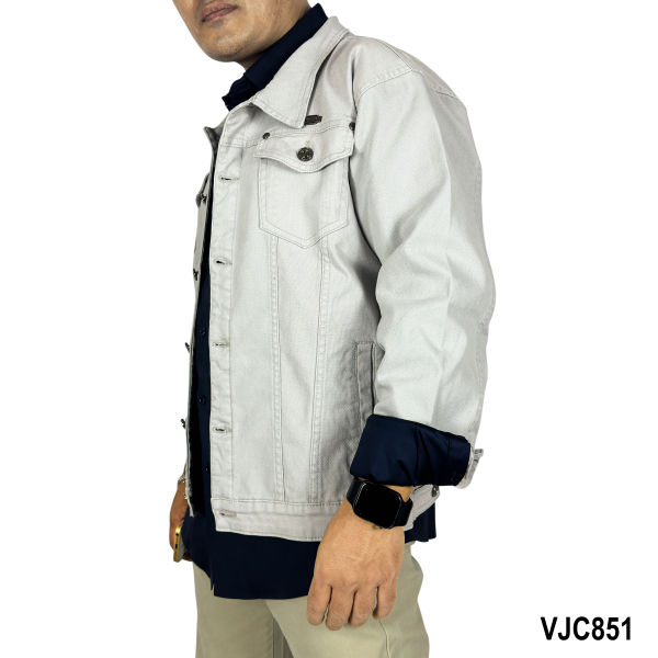 VIRJEANS (VJC851) Stretchable Cotton Jacket For Men-Light Grey - Image 3