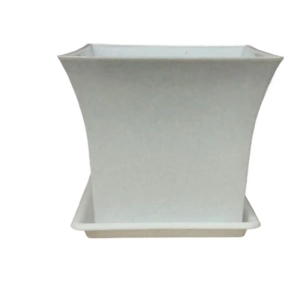 5Pcs 7 Inch NPU White Square Gamala / Flower Pot ( With Plate )