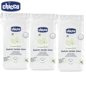 Chicco Baby Moments Cotton Square (White, 60 Pieces)
