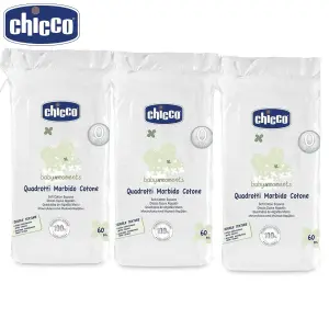 Chicco Baby Moments Cotton Square (White, 60 Pieces)