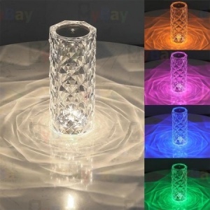 LED Multicolor Crystal Rose Diamond Table Lamp, for Home