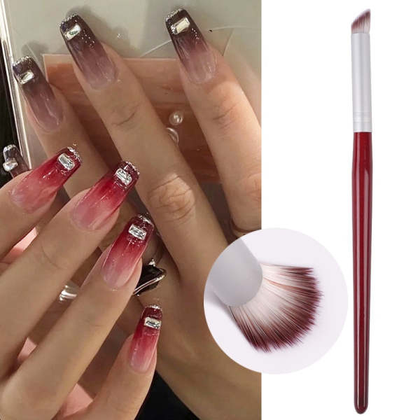 Professional Ombre Nail Art Brush Gradient Oblique Mouth Brush Professional Manicure Tool Handle Soft Nylon Hair Brush 1Pc - Image 2