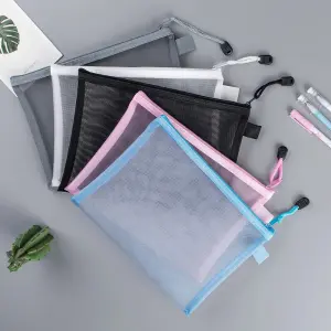 KOJA Transparent and Visible Nylon Storage Zippered Bag for School and Office, A4/A5/Horizon Size Document Bag