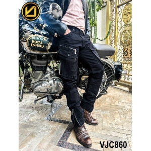 VIRJEANS (VJC860) Stretchable Cargo Multi Pocket Box Zipper Joggers Pant For Men- Black
