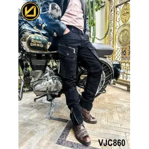VIRJEANS (VJC860) Stretchable Cargo Multi Pocket Box Zipper Joggers Pant For Men- Black