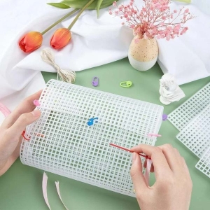 1 Pc Plastic Mesh Canvas Bag Sheets for DIY Crafting Knit Handbag Accessories White