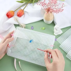 1 Pc Plastic Mesh Canvas Bag Sheets for DIY Crafting Knit Handbag Accessories White