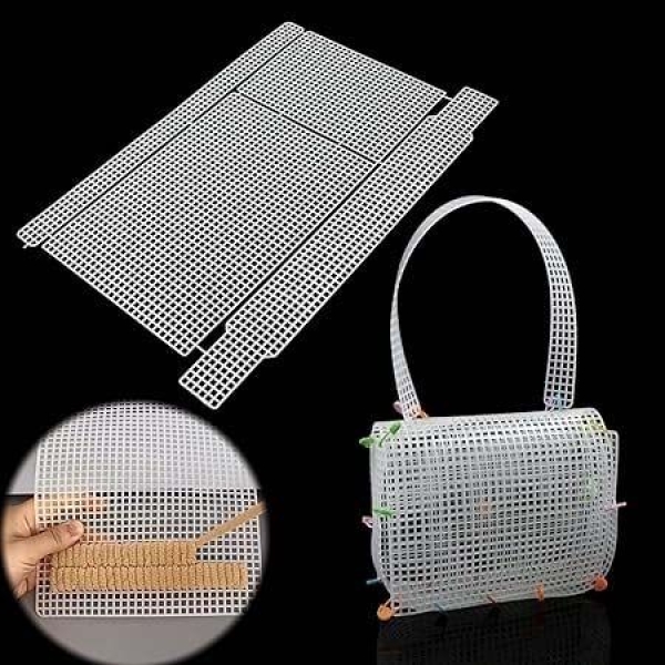 1 Pc Plastic Mesh Canvas Bag Sheets for DIY Crafting Knit Handbag Accessories White - Image 5