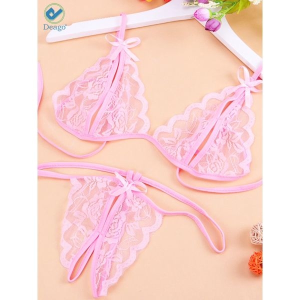 1 Piece Lace Net Non-Padded Bra & Panty Lingerie Set for Women – Soft Sheer Mesh Design (Red, Pink & Black) - Make Your Partner Feel Special - Image 4