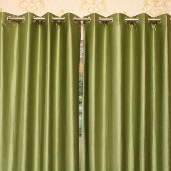1 Piece Silk Pattern Green Colour Window Curtain (4x7 foot size) - Image 4