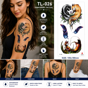 1 Sheet Realistic Temporary Tattoo Sticker for Men & Women | Waterproof Long-Lasting Body Art Transfer | Easy to Apply
