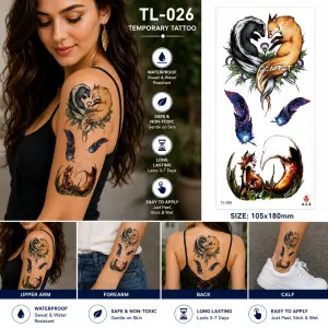 1 Sheet Realistic Temporary Tattoo Sticker for Men & Women | Waterproof Long-Lasting Body Art Transfer | Easy to Apply