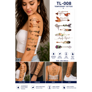 1 Sheet Realistic Temporary Tattoo Sticker for Men & Women | Waterproof Long-Lasting Body Art Transfer | Easy to Apply