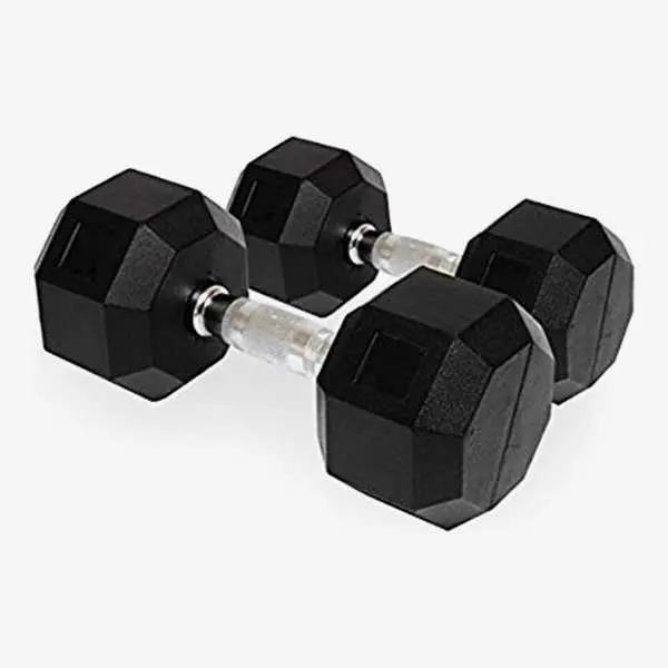 10 Kg Rubber Hex Dumbbells (Pair) Set Of 2 Hex Rubber Dumbbells' With Metal Handles, Pair Of 2 Heavy Dumbbells Dumbbell 10 kg each , Total 20 Kg - Image 4
