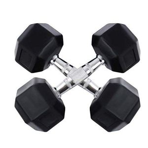 10 Kg Rubber Hex Dumbbells (Pair) Set Of 2 Hex Rubber Dumbbells' With Metal Handles, Pair Of 2 Heavy Dumbbells Dumbbell 10 kg each , Total 20 Kg