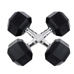 10 Kg Rubber Hex Dumbbells (Pair) Set Of 2 Hex Rubber Dumbbells' With Metal Handles, Pair Of 2 Heavy Dumbbells Dumbbell 10 kg each , Total 20 Kg