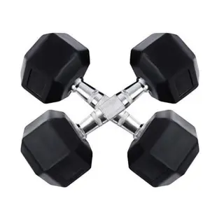 10 Kg Rubber Hex Dumbbells Set | Rubber Coated Chrome Casted Handle Hex Dumbbell - 10Kg - 1 Pair
