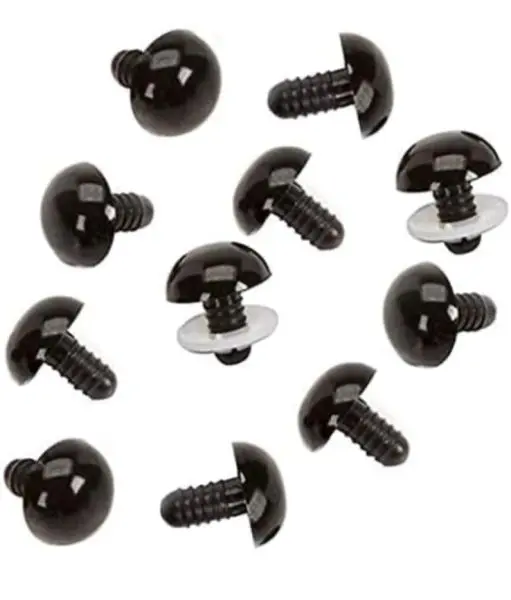 10 Piece of 8 mmBlack Plastic Safety Eyes with Washers