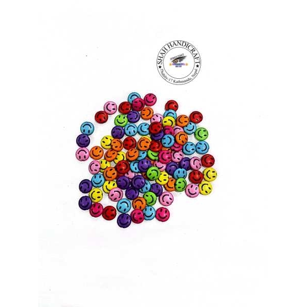 10 piece packet Acrylic Smiley Face Beads Flat Round Colourful Smiling Face Loose Beads for DIY Jewelry Making Supplies - Image 3