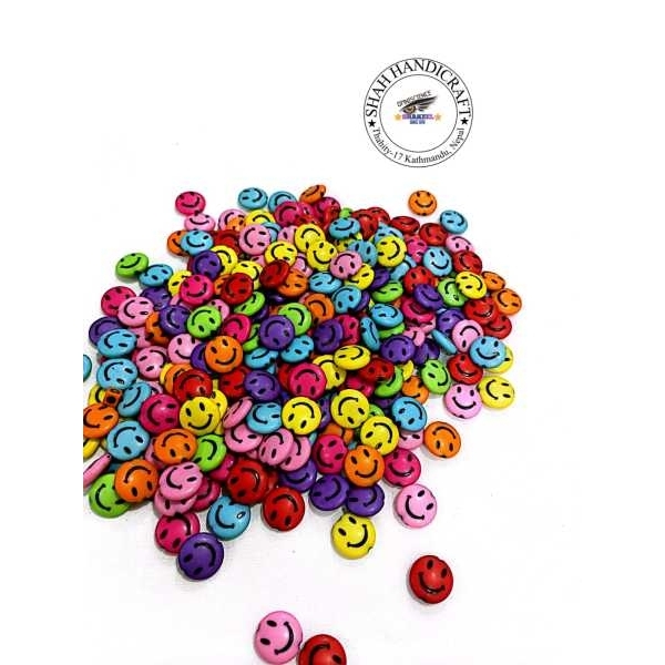 10 piece packet Acrylic Smiley Face Beads Flat Round Colourful Smiling Face Loose Beads for DIY Jewelry Making Supplies - Image 4