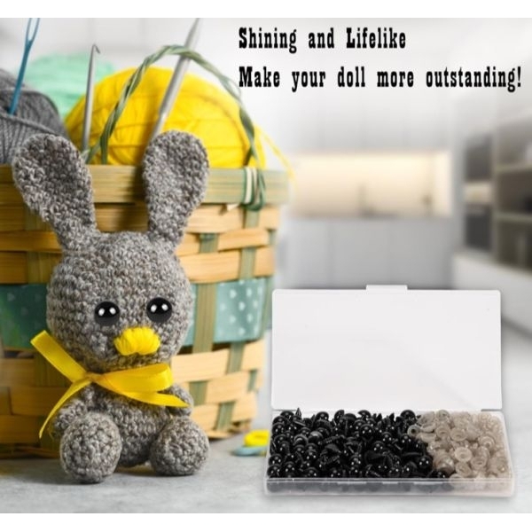 10 Piece Safety Eyes with Washers 6mm Safety Eyes Large Big Safety Eyes Black Plastic Crochet Eyes Craft Eyes for Animals Doll Crocheting - Image 2