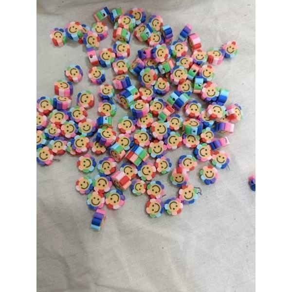 10 Piece Sunflower Shape Smiley Face Polymer Clay Spacer Beads For Jewelry Making Handmade Accessories - Image 3