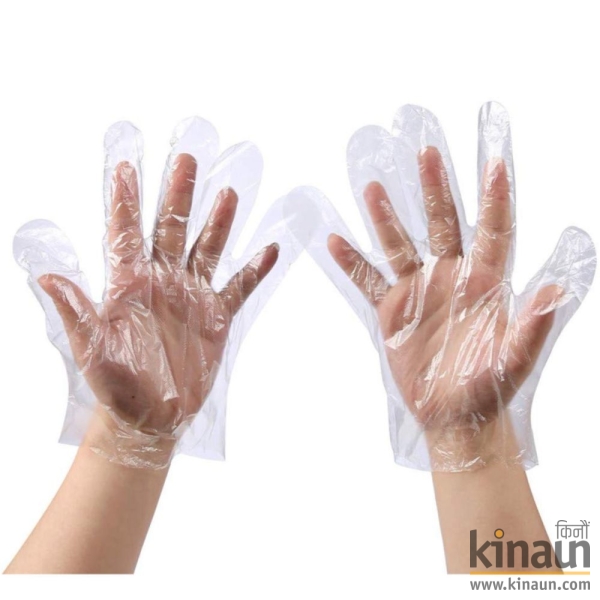 100 Pcs Disposable Transparent Clear Plastic Gloves