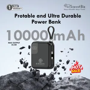 10000mAh Portable 22.5W Fast Charging Power Bank - Ultra Durable with 1-Year Warranty