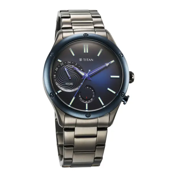 Titan Stellar Quartz Multifunction Blue Dial Stainless Steel Strap Watch for Men - Image 3