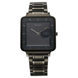 Titan Edge Quad Quartz Analog Blue Dial With Grey Stainless Steel Strap Watch For Men