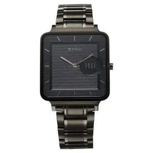 Titan Edge Quad Quartz Analog Blue Dial With Grey Stainless Steel Strap Watch For Men