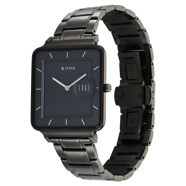 Titan Edge Quad Quartz Analog Blue Dial With Grey Stainless Steel Strap Watch For Men - Image 3
