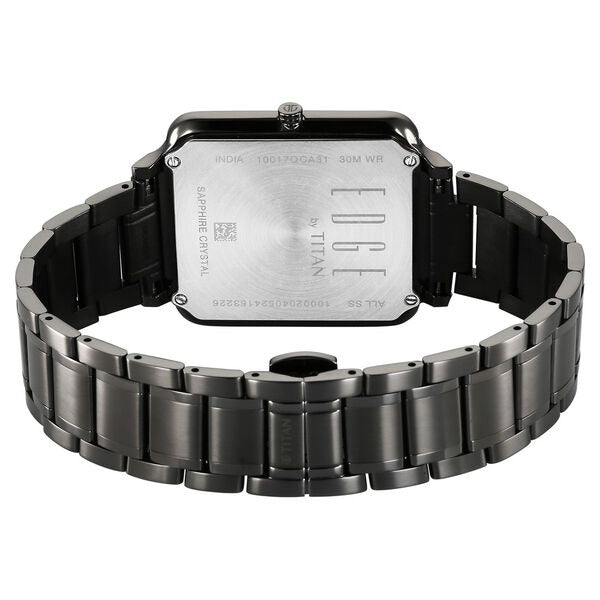 Titan Edge Quad Quartz Analog Blue Dial With Grey Stainless Steel Strap Watch For Men - Image 5