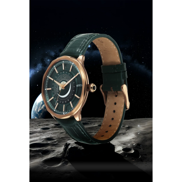 Titan Stellar Analog with Sun Moon Disc Green Dial Watch - Image 4