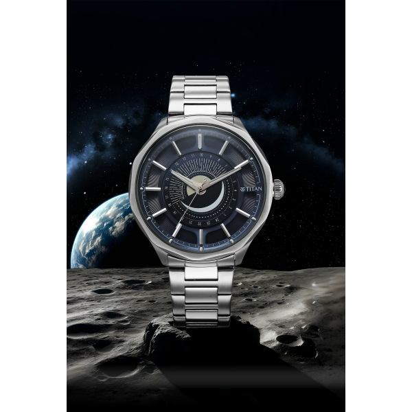 Titan Stellar Sun Moon Disc Blue Dial Watch - Image 2