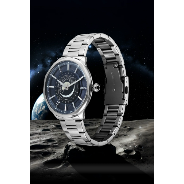 Titan Stellar Sun Moon Disc Blue Dial Watch - Image 4