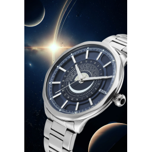 Titan Stellar Sun Moon Disc Blue Dial Watch