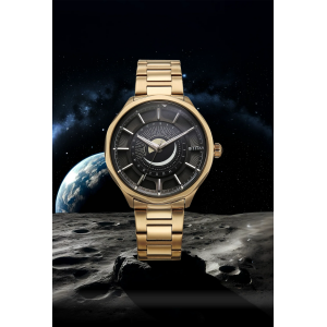 Titan Stellar Analog with Sun Moon Disc Black Dial Watch