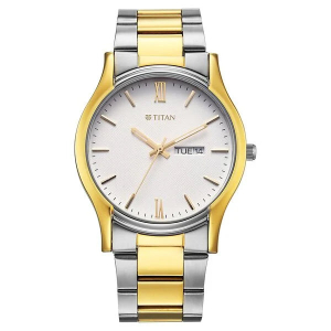 Titan Silver Dial Two Toned Metal Strap Analog with Day Date Watch for Men