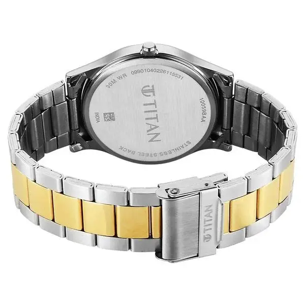 Titan Silver Dial Two Toned Metal Strap Analog with Day Date Watch for Men - Image 5