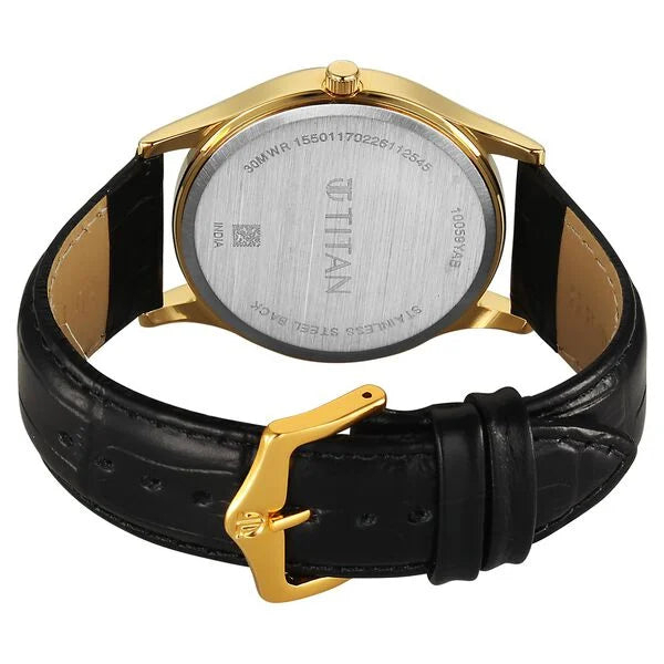Titan Brown Dial Black Leather Strap Analog with Day Date Watch for Men - Image 5