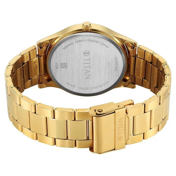 Titan Green Dial Gold Metal Strap Analog with Day Date Watch for Men - Image 5