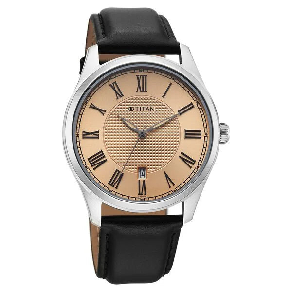 Titan Workwear Beige Dial Black Stainless Steel Strap Analog Watch for Men - Image 2