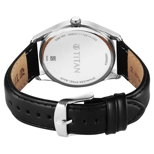 Titan Workwear Beige Dial Black Stainless Steel Strap Analog Watch for Men - Image 5