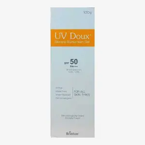 100GM Brinton UV Doux Silicone Sunscreen Gel SPF 50 Pa+++ With Broad Spectrum - Water Resistant Sunscreen - Best SPF Sunscreen