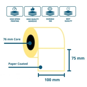 100mm x 75mm DT Thermal Label Roll | 750 Labels per Roll | Direct Thermal Sticker | Lumera Roll