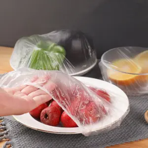 100pc Disposable Food Cover Elastic Plastic Wrap Food-grade PE Fresh-keeping Film Bag Thickened Disposable Bowl Cover