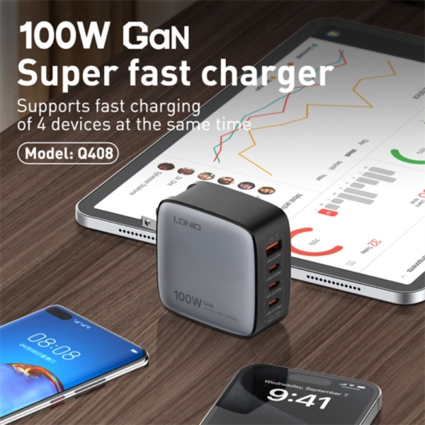 100W GaN Super Fast Charger Q408 Ldnio - Image 2